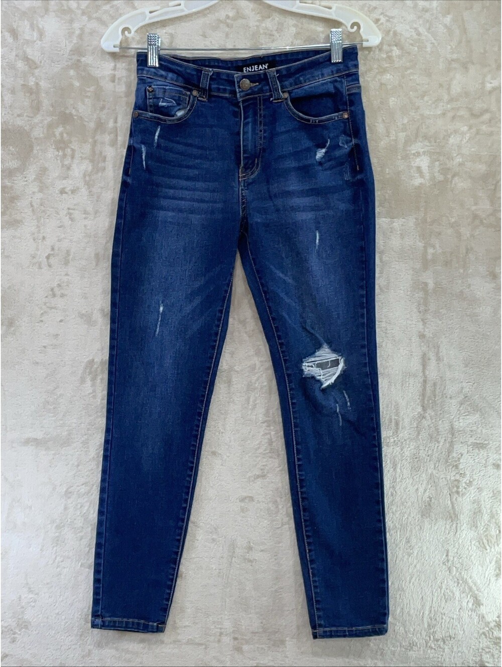 ENJEAN Denim Co Women's Blue Jeans Size 5 Slim Dark Wash Stretch Skinny